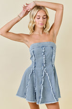 Denim Godet Mini Dress