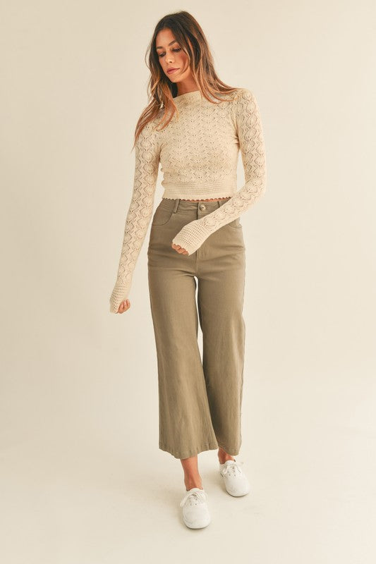 Pointelle Mock Neck Top