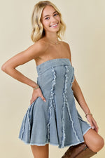 Denim Godet Mini Dress