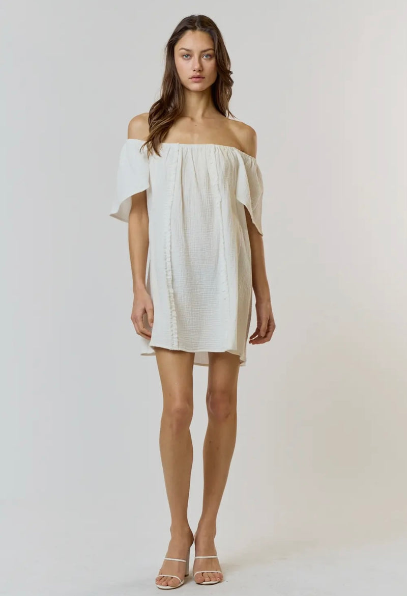 Flutter Sleeve Gauze Mini Dress
