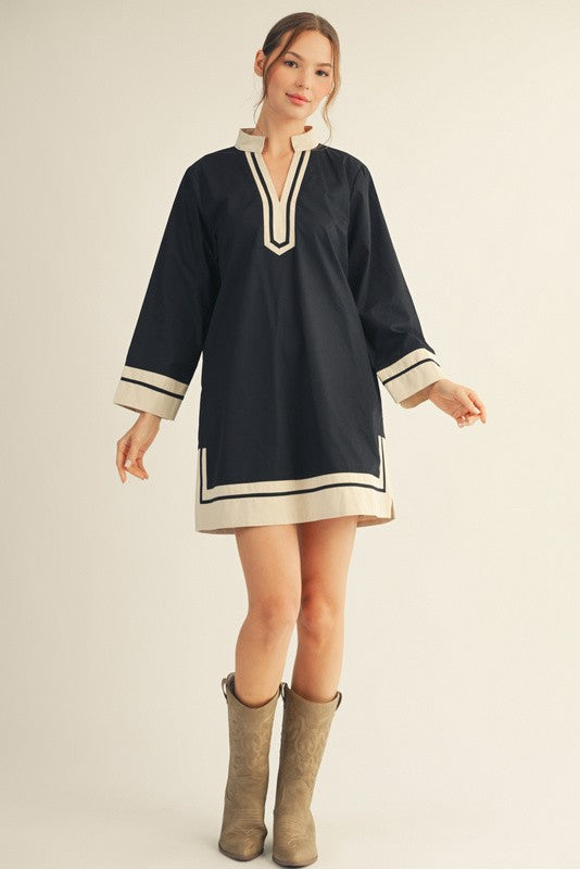 Contrast Edge Shift Dress