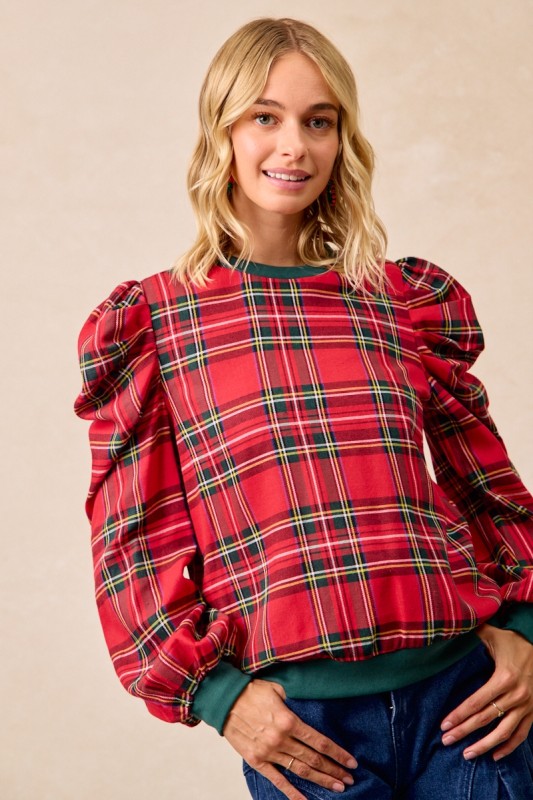 Poppy Plaid Top