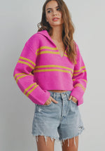 Stripe Crop Collar Sweater