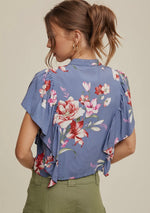 Floral Flutter Sleeve Blouse