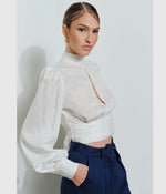 Satin Blouse with Open Back Tie