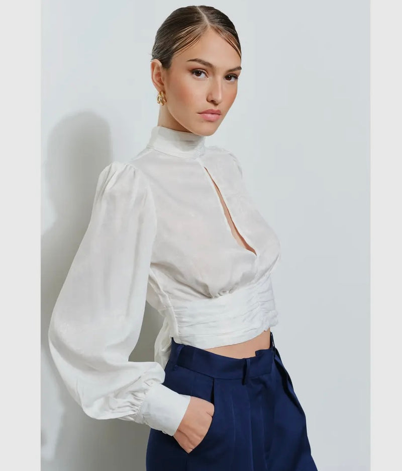Satin Blouse with Open Back Tie