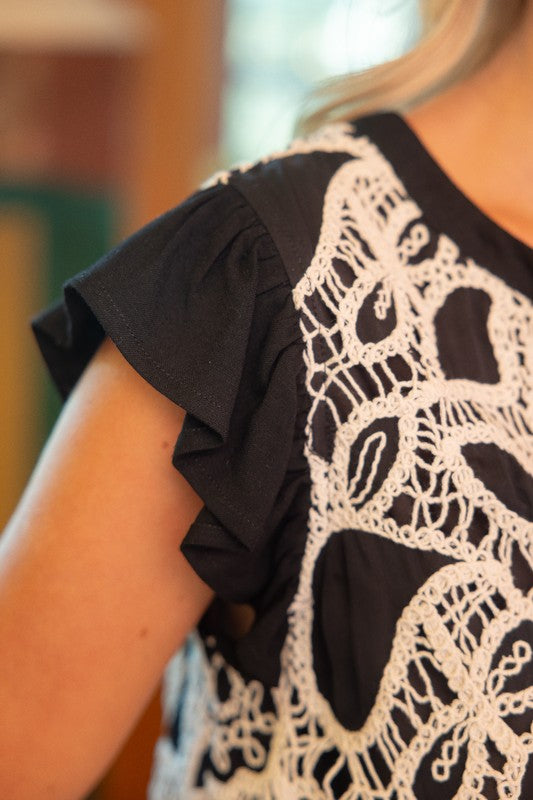 Paisley Ruffle Sleeve Top