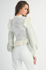 Floral Ruffle Knit Cardigan