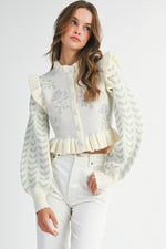 Floral Ruffle Knit Cardigan