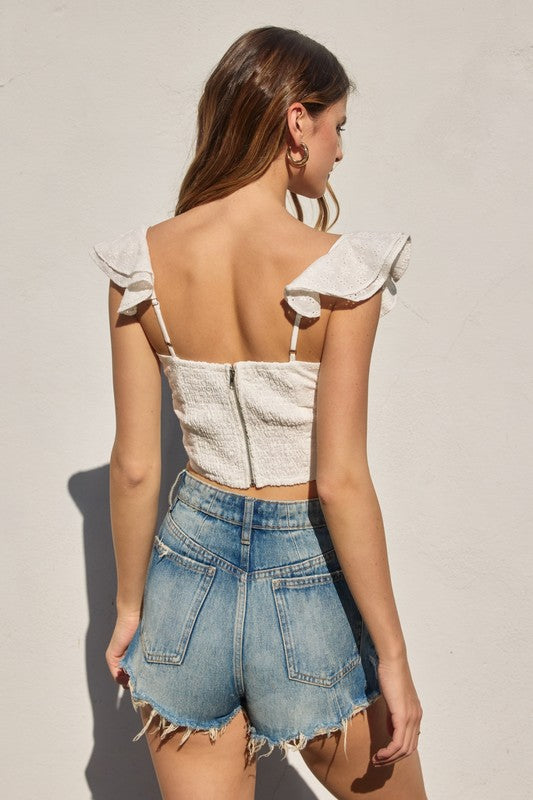 Corset Flutter Sleeve Top