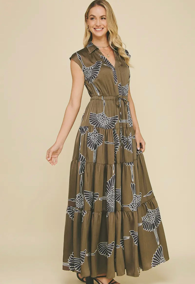 Print Tiered Maxi Dress