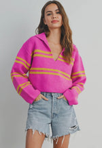 Stripe Crop Collar Sweater