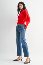 Mid Rise Slim Wide Leg Denim