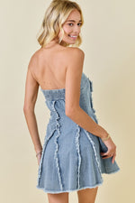 Denim Godet Mini Dress