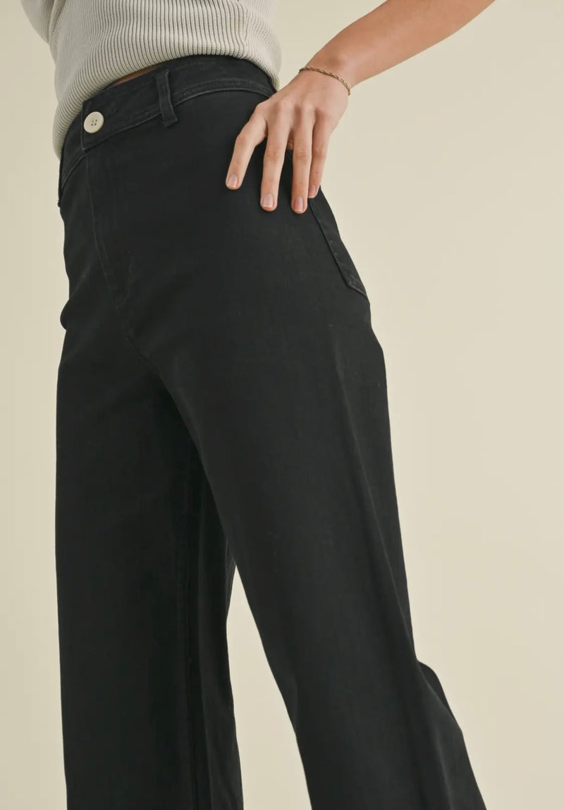 Straight Wide Leg Denim Pants