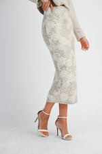 Sequin Floral Midi Skirt