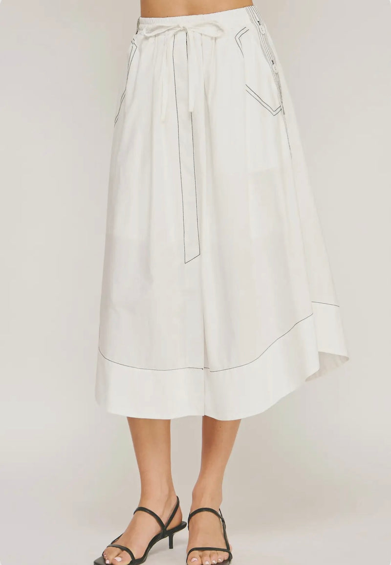 Relaxed Cotton Midi Skirt