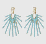 Light Turquoise Sunburst Statement Drop Earrings