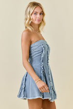 Denim Godet Mini Dress