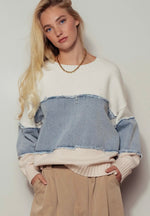Distressed Denim Sweater