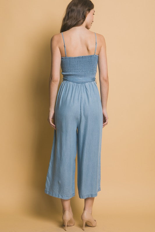 Smocked Wide Leg Jumpsuit