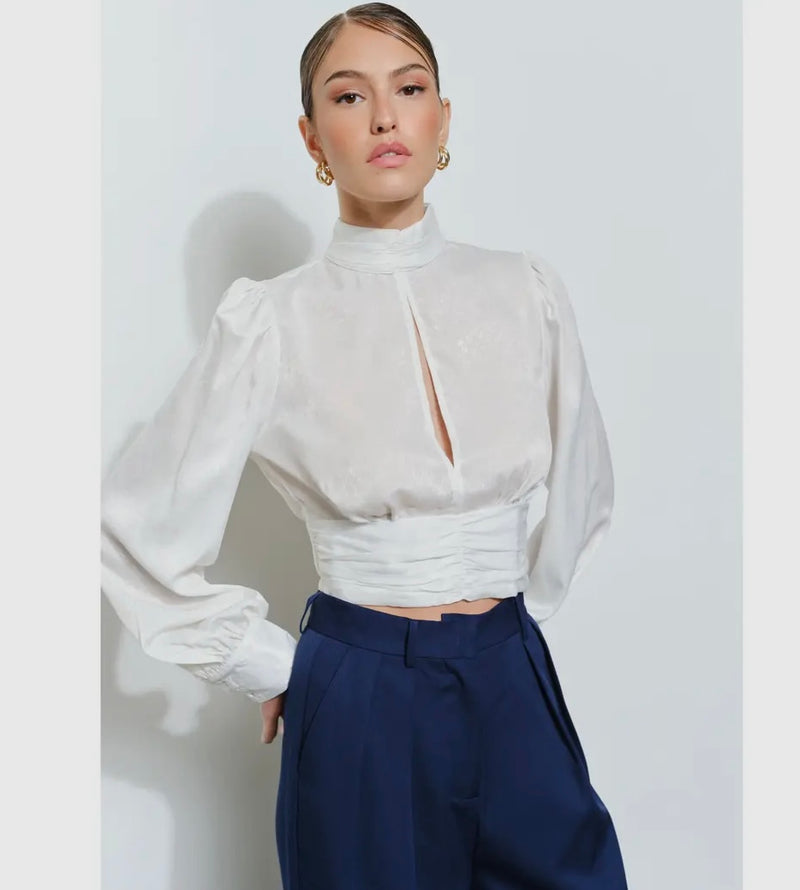 Satin Blouse with Open Back Tie