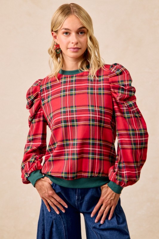 Poppy Plaid Top