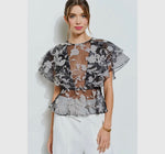 Sheer Floral Stripe Blouse