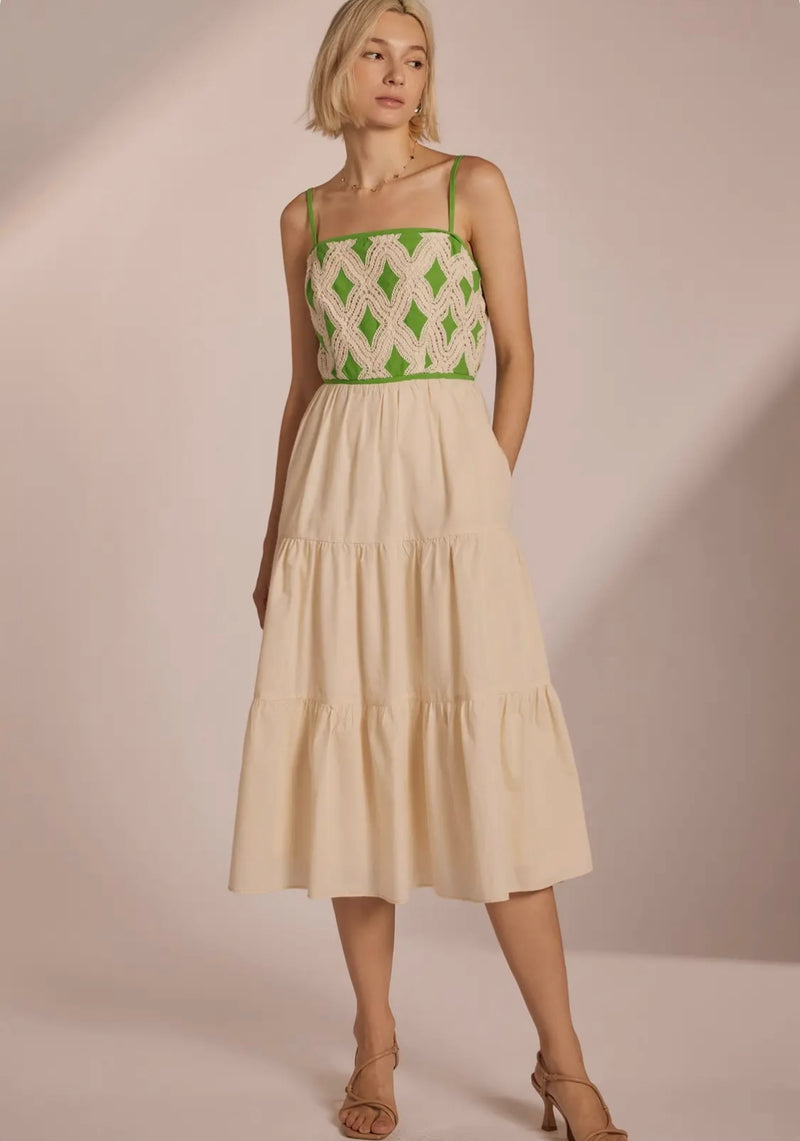 Contrast Diamond Midi Dress
