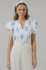 Yila Floral Ema Ruffle Top