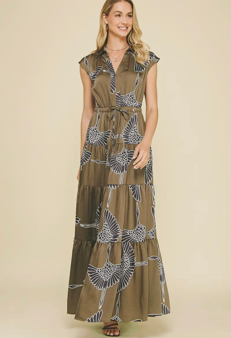 Print Tiered Maxi Dress