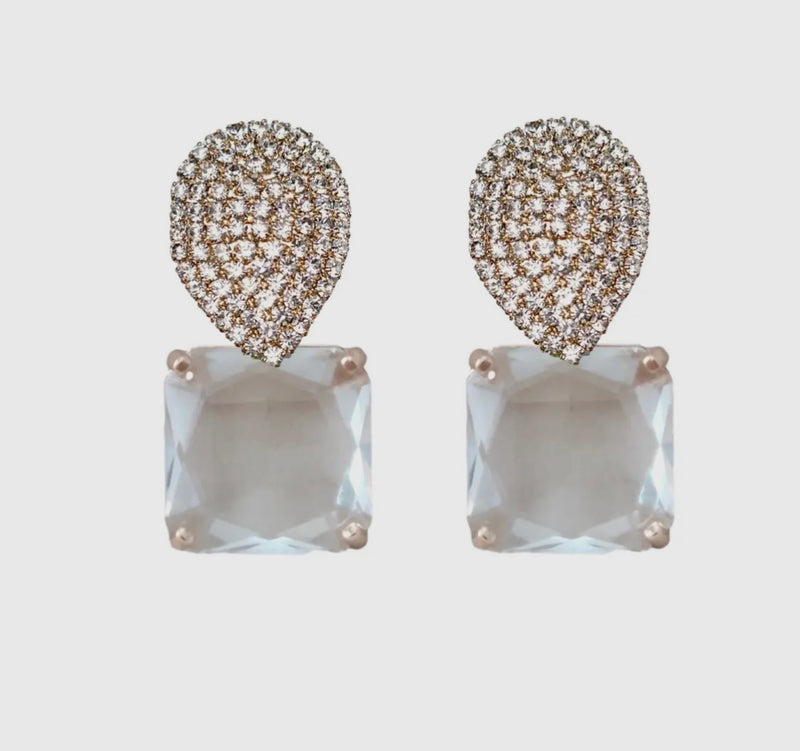 Retro Pave Crystal Gum Drop Statement Earrings