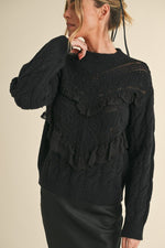 Lace Trim Pointelle Sweater