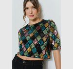 Sequin Diamond Pattern Top