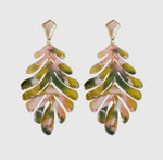 Pink and Green Camo Petite Palm Statement Drop Earrings