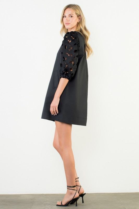 Eyelet Short Sleeve Dress