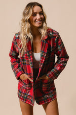 Plaid Sequin Patch Jacket
