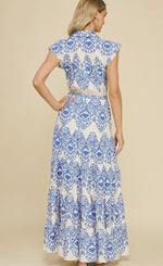 Geometric Print Tiered Maxi Dress