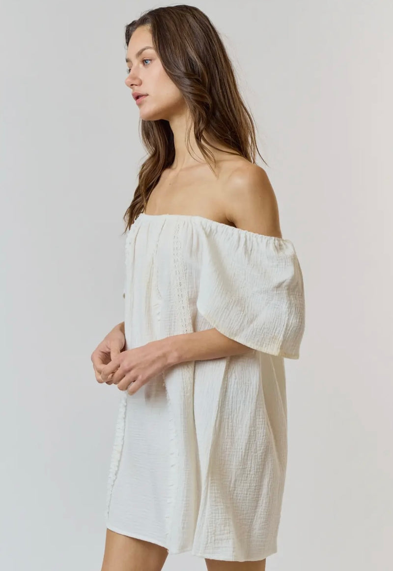 Flutter Sleeve Gauze Mini Dress
