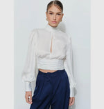 Satin Blouse with Open Back Tie