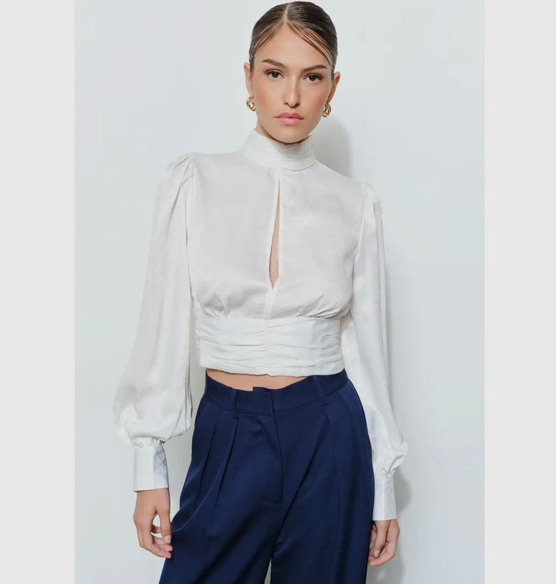 Satin Blouse with Open Back Tie