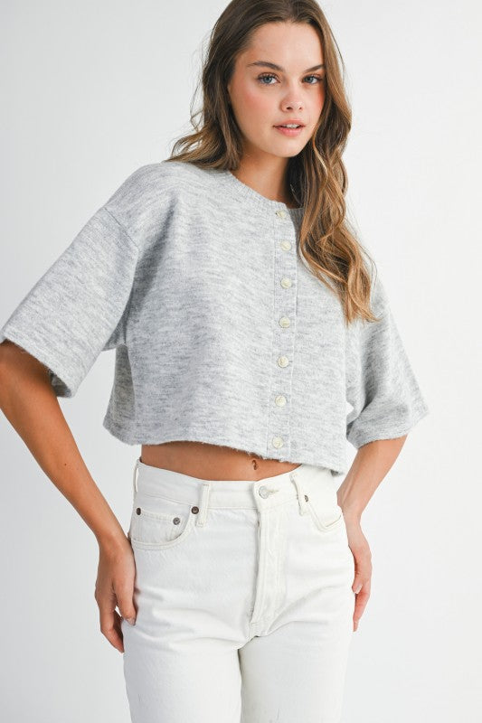 Elbow Sleeve Crop Cardigan