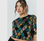 Sequin Diamond Pattern Top