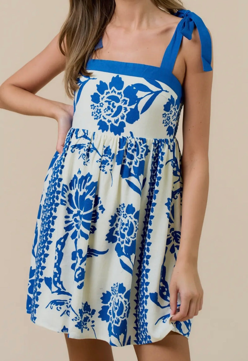 Shoulder Tie Mini Dress