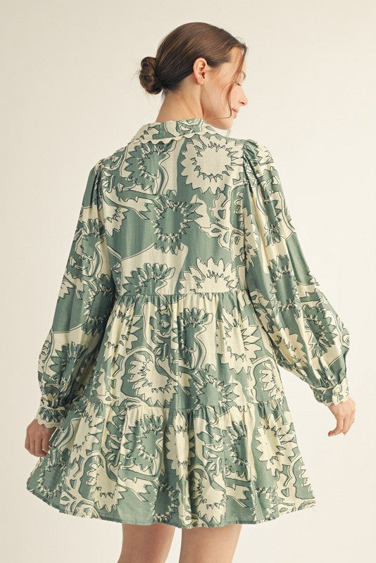 Ric Rac Accent Floral Dress