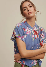 Floral Flutter Sleeve Blouse