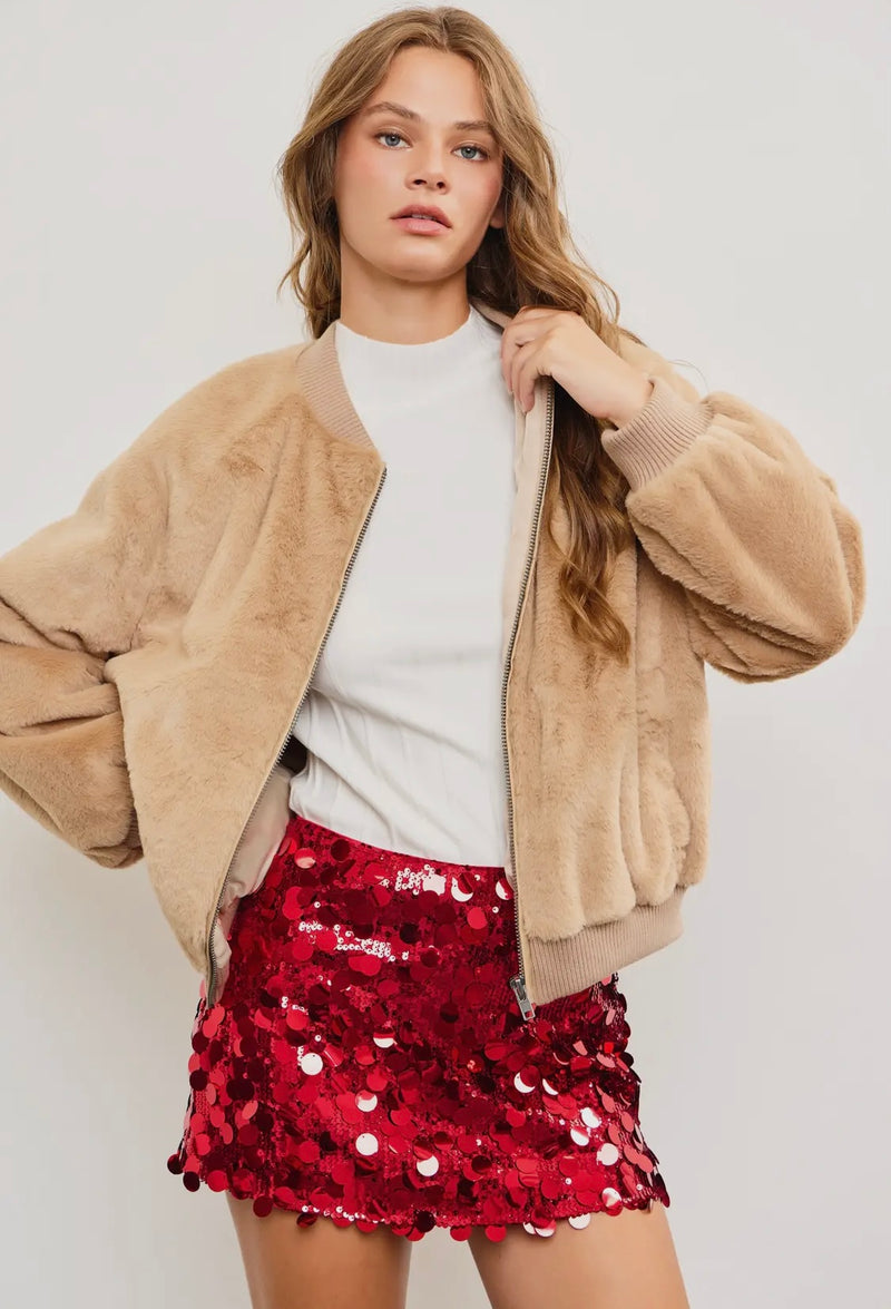 Faux Fur Zip-Up Jacket