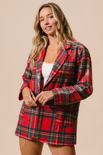 Plaid Sequin Patch Jacket