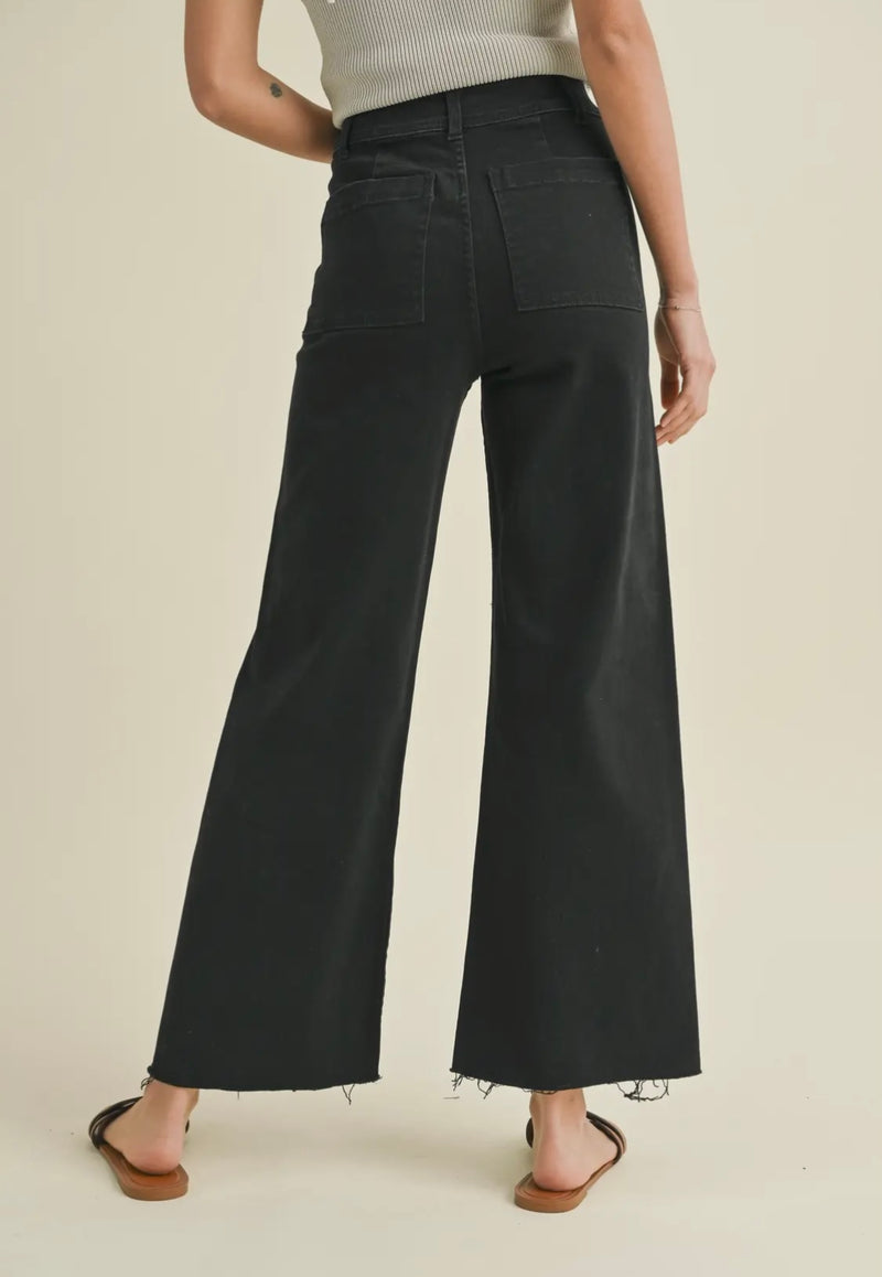 Straight Wide Leg Denim Pants