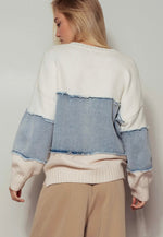 Distressed Denim Sweater
